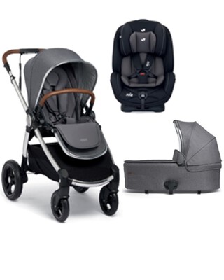 Ocarro Shadow Grey Pushchair and Carrycot with Joie Car Seat Coal